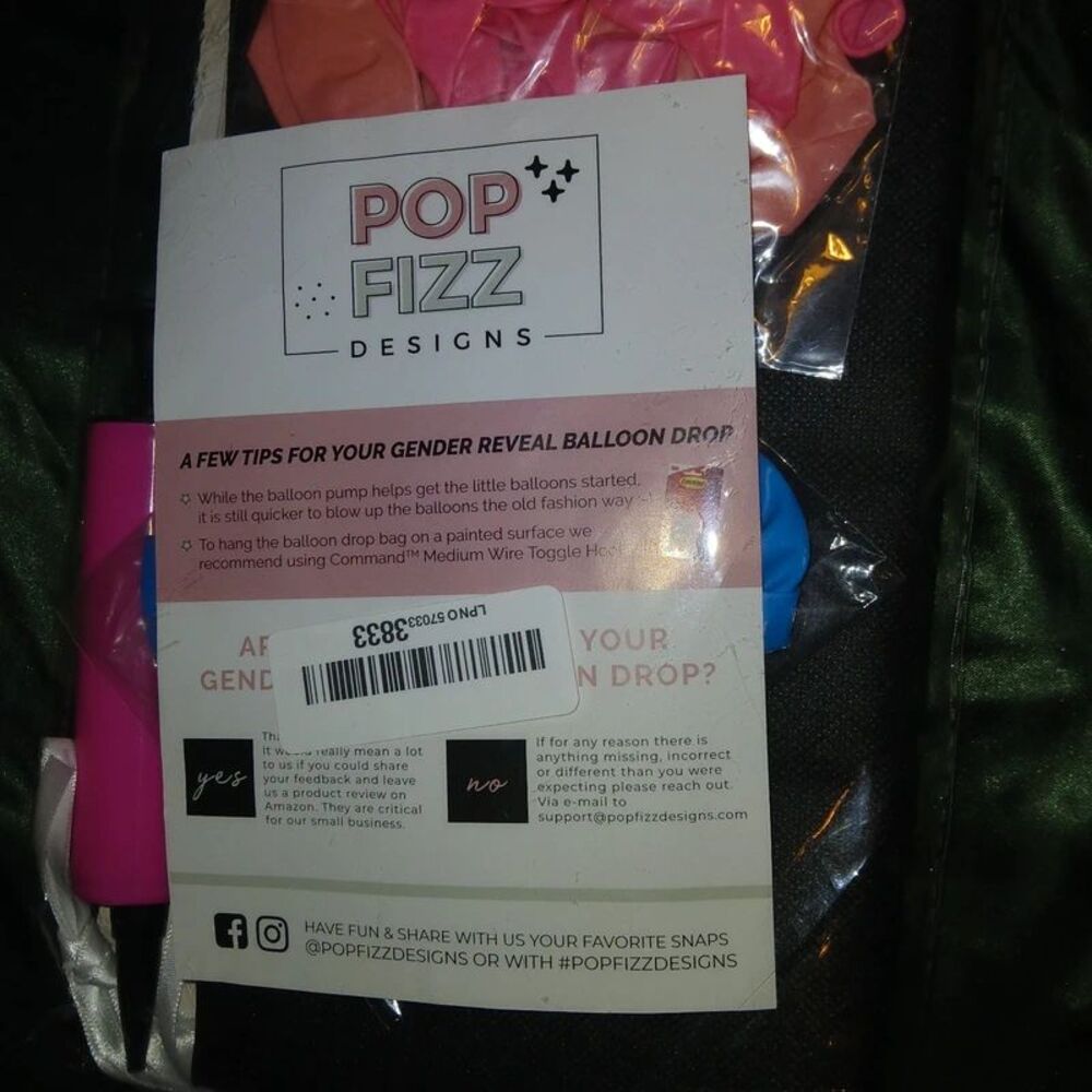 Pop Fizz Designs Gender Reveal Balloon Drop Bag Kit